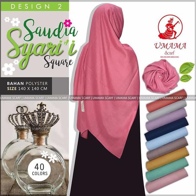 Kerudung Segi Empat Polos Syar'I Saudia Umama Hijab Jilbab Syari