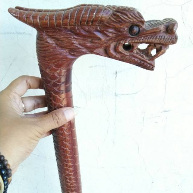 Tongkat jalan terlaris kayu galih nagasari cirebon asli ukir naga
