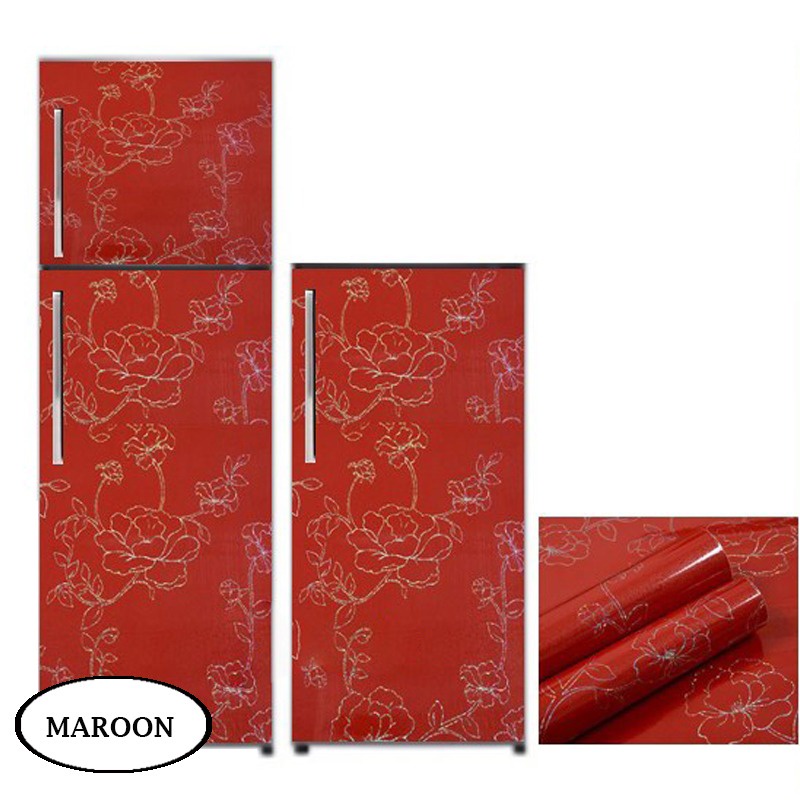 Stiker Kulkas 1 dan 2 Pintu Sticker Lemari Es Freezer Motif Bunga Polos