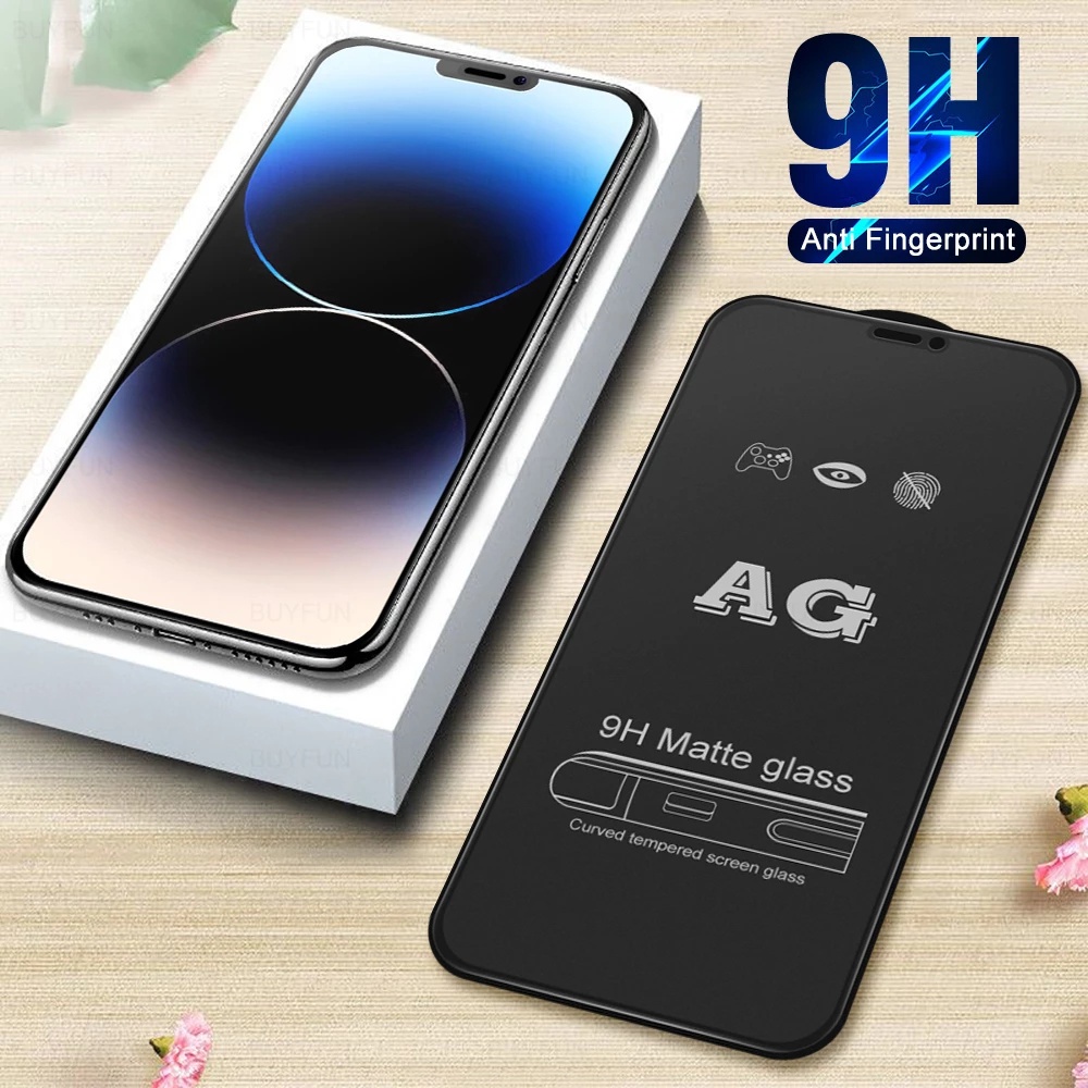 Ag Pelindung Layar Tempered Glass Matte Frosted Untuk iPhone 13 11 7 8 Plus 6 6s 11 13 Pro Max 14 Pro Max X XR Xs Max