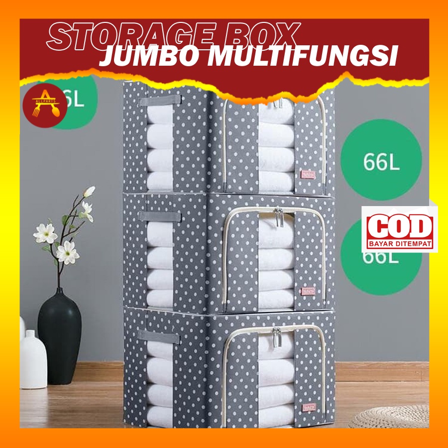 Storage Box Pakaian Kotak Serbaguna Jumbo Kotak Penyimpanan Multifungsi Container Kontainer Box Besar 66 Liters Frame Baja