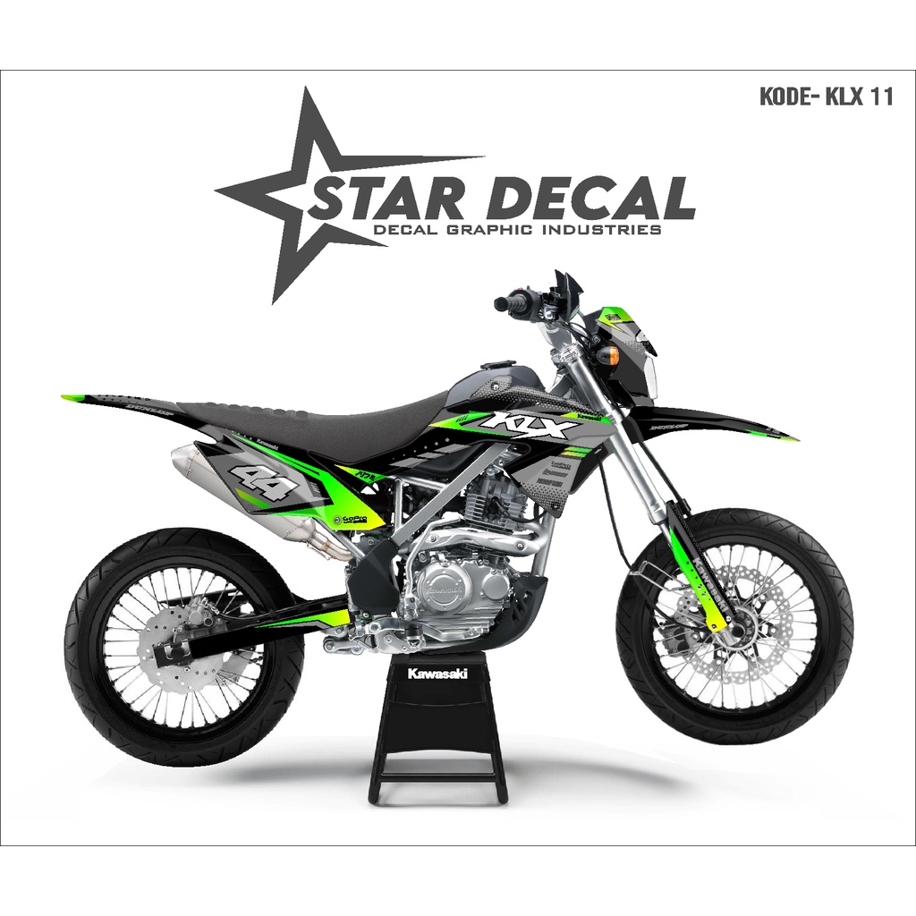 STAR DECAL | Decal KLX BF full body | Hitam Hijau Gradasi