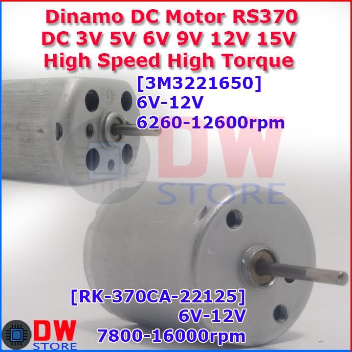 Dinamo DC Motor RS370 RS 370 DC 24V 18V 12V Low Speed High Torque dw-s22