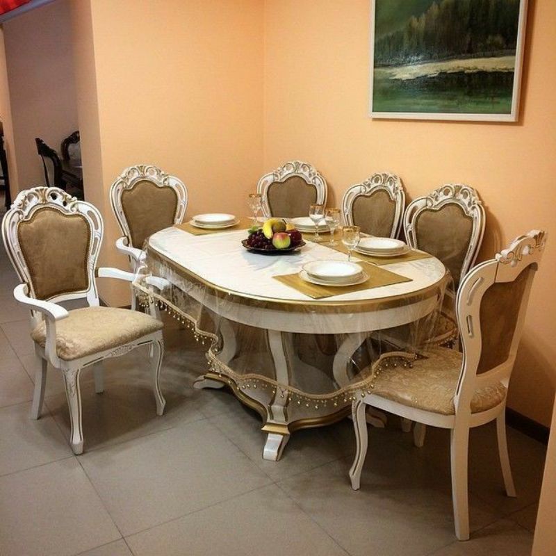 SET MEJA MAKAN MEWAH KURSI 6 JOG BUSA TEBAL