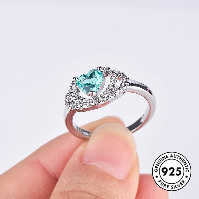 Cincin Sterling Silver 925 Model Hati Hollow Untuk Wanita