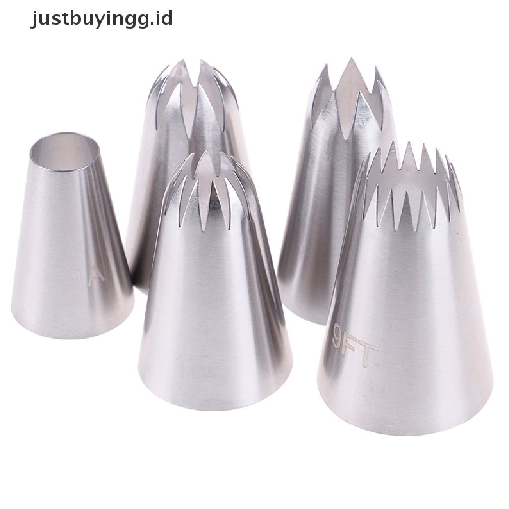 5pcs Nozzle Icing Piping Ukuran Besar Gaya Rusia Untuk Dekorasi Kue