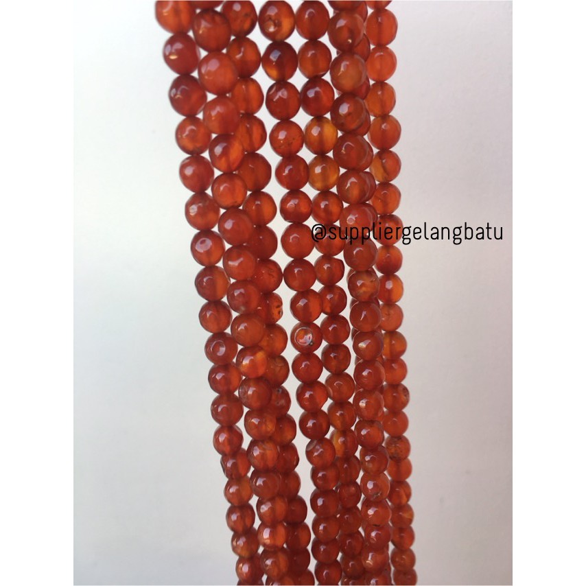 Batu manau orange FACET 8mm CUTTING bahan gelang kalung akik oren asli manao alam fashion kesehatan