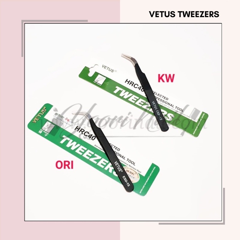 Pinset vetus hitam ORI tweezers vetus original pinset nail art eyelash pinset lurus bengkok