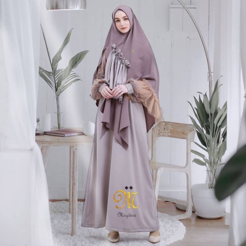 MAGDARA original Simply BELLA set gamis syari set premium khimar ekslusif khimar unik syari cantik