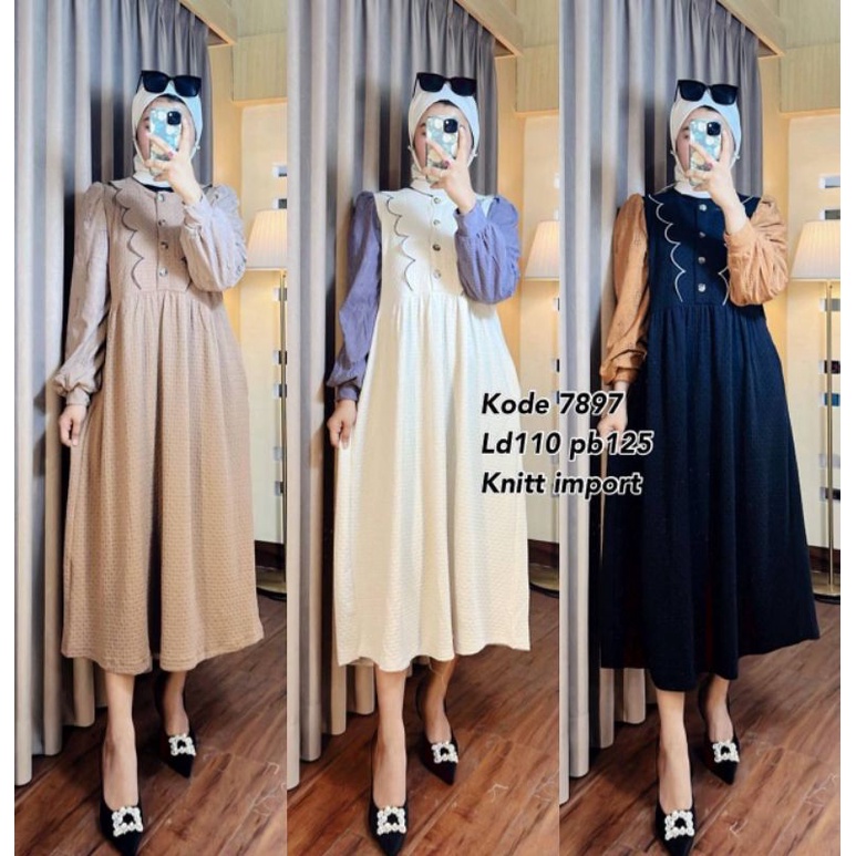 BAJU TRENDY FASHION DRESS PREMIUM KNIT IMPORT MIX BRUKAT IMPORT