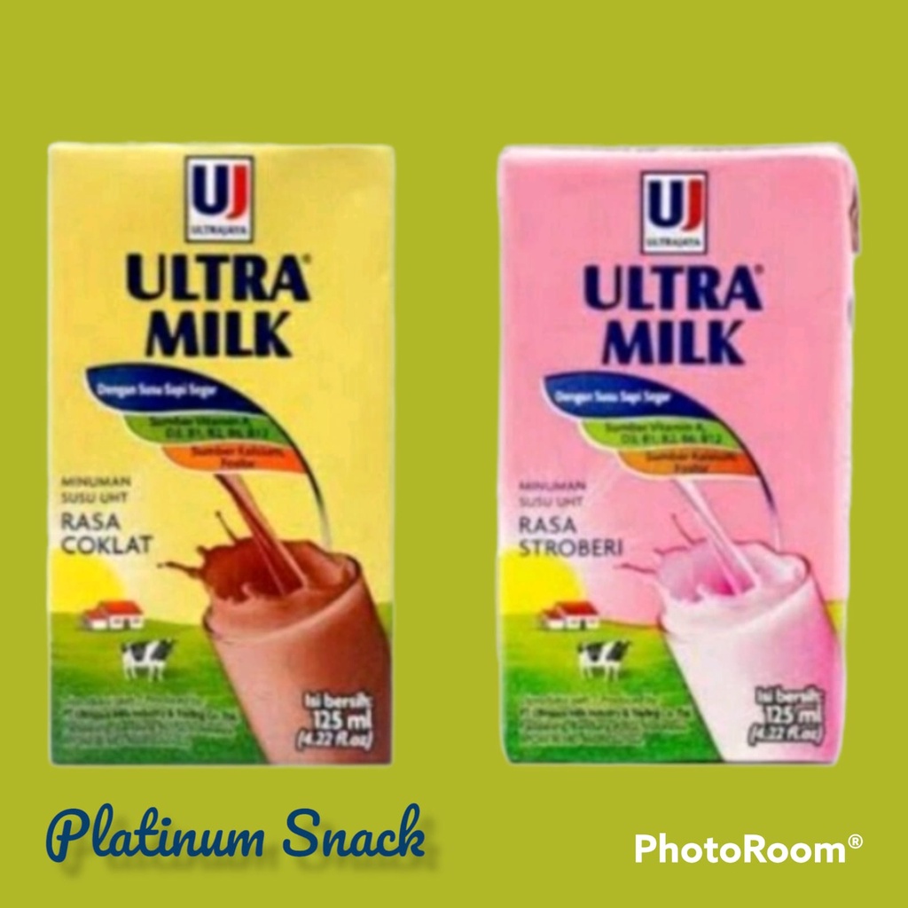 Ultra MIlk 125ml 1 Dus (40 pcs) | Susu UHT Rasa Cokelat | Strawberry | Full Cream