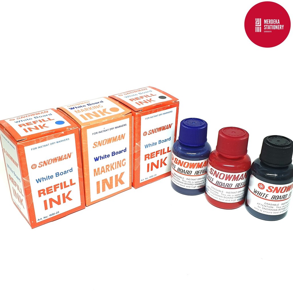 

Refill/Isi/Tinta Spidol/Marker Papan Tulis/White Board Snowman WBI-20(HITAM/BIRU/MERAH)