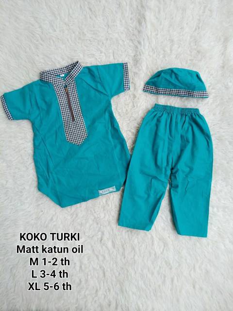 Koko set anak umur 1-6  tahun size m, l, xl koko turki ana setelan anak baju lebaran anak keluarga j