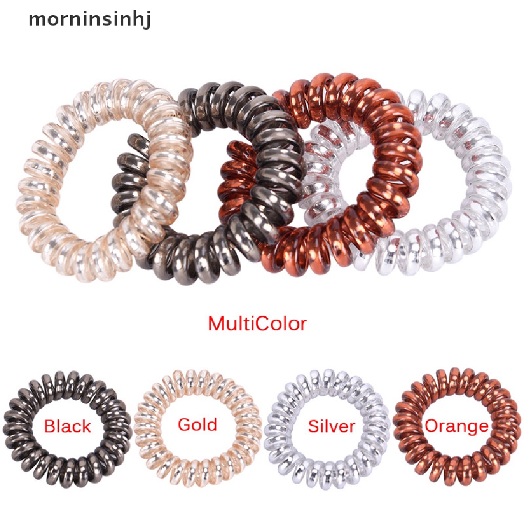 Mornin 1pc / 5pcs Ikat Rambut Spiral Elastis Untuk Wanita