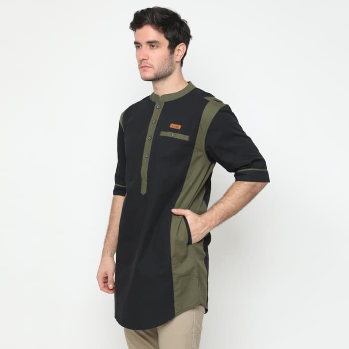 Promo Baju Muslim Pria Modern LTF 014 - Hitam, M Murah