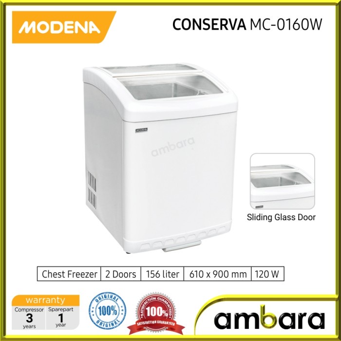 Modena Sliding Chest Freezer Conserva 156 Liter MC 0160 W / MC0160W