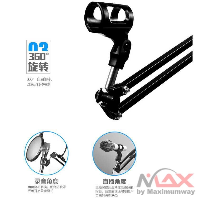 Stand Mikrofon Microphone - Arm Stand Suspensi Mikrofon / TaffSTUDIO Microphone Suspension Boom Scissor Arm with Lazypod - D6 / holder microphone / holder mic / mic stand / mic arm / standar mic / standard micropon / holder microphone