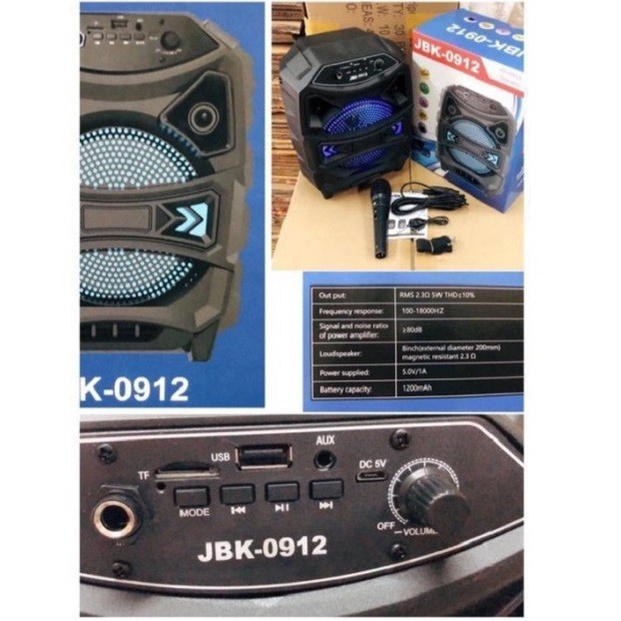 Speaker KARAOKE Koper JBK-0912 8 inch Bluetooth Wireless TWS Mic Grosir