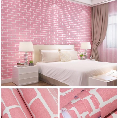 Wallpaper Stiker Dinding Murah - Walpaper Dinding 5 Meter Murah Bata Pink ALBINO88