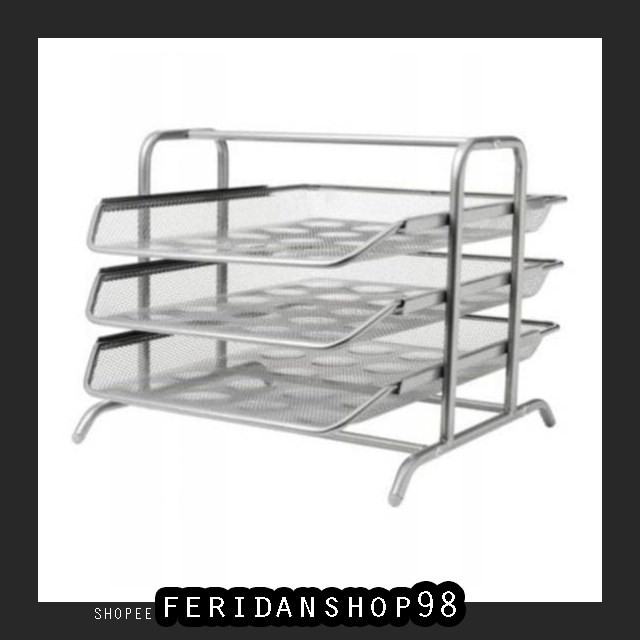 FS192 BOX FILE TEMPAT KERTAS RAK KERTAS TEMPAT ATK SURAT IKEA DOKUMEN LETTER TRAY - SILVER BY FERIDA