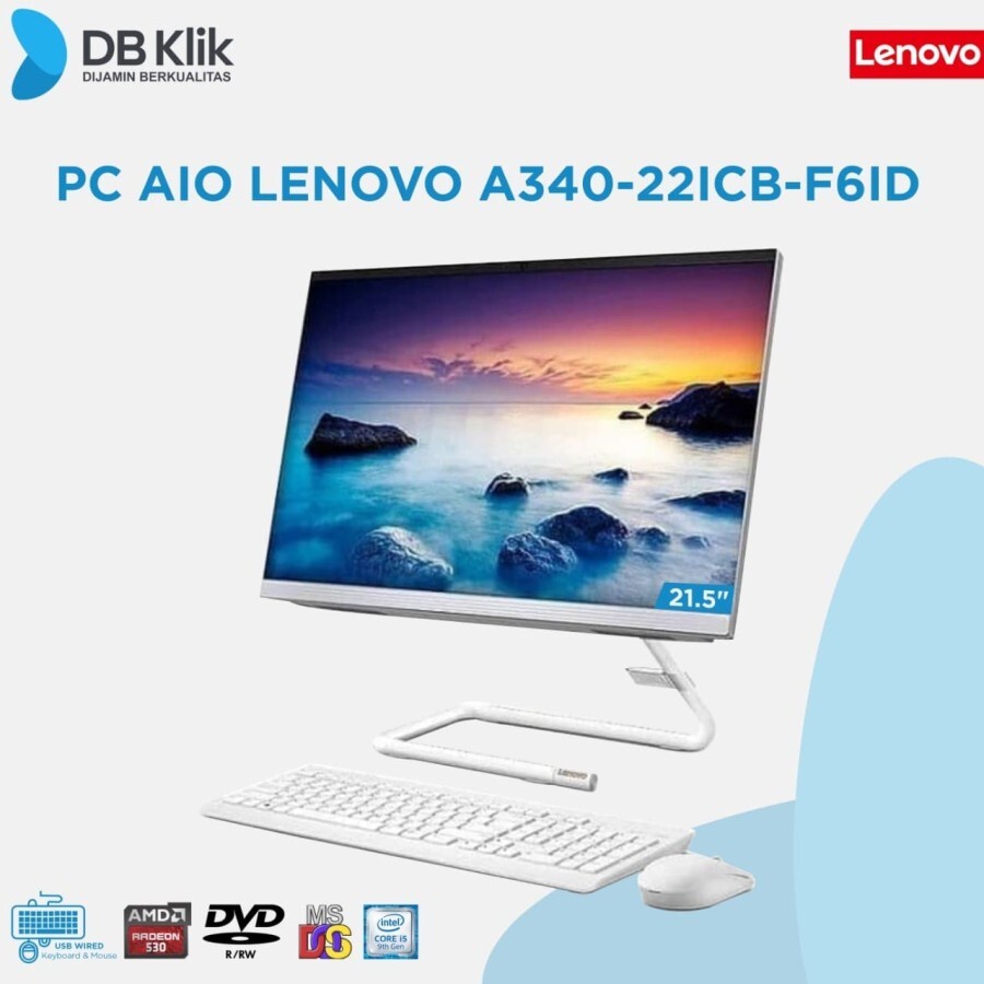 PC AIO Lenovo A340-22ICB F7ID (Black) / F61D (White) i5-9400T 8GB 1TB