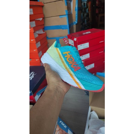 hoka rocket X blue yelow