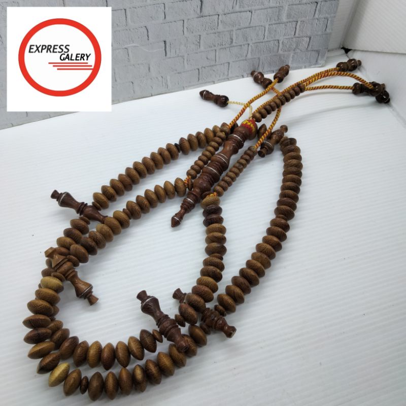 tasbih tijani kayu kelor emas full benang rajut X42