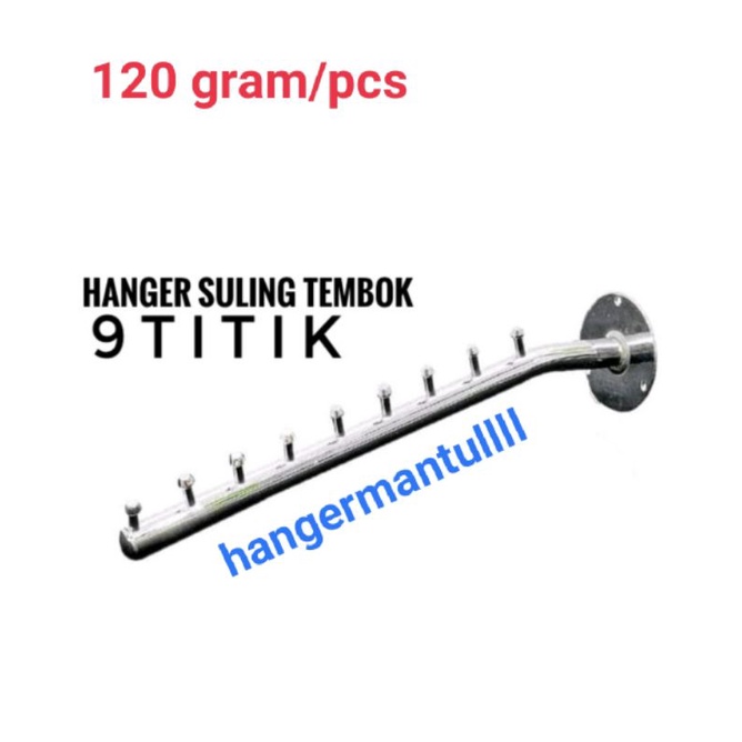 Hanger suling 9 titik tekuk tembok/Gantungan baju