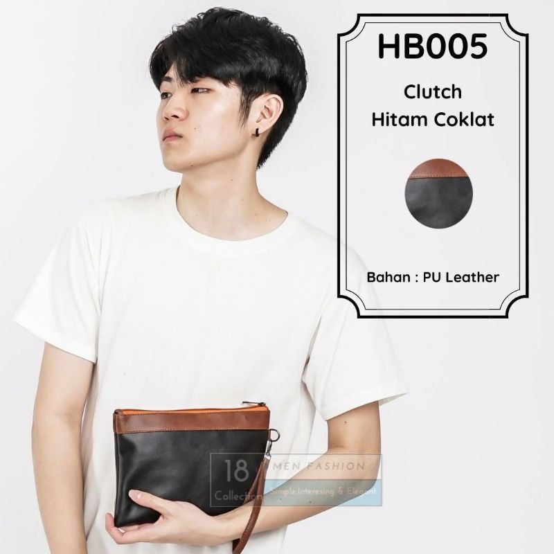 [Bisa COD] Tas Tangan Clutch Pria Wanita Kulit Mix Warna