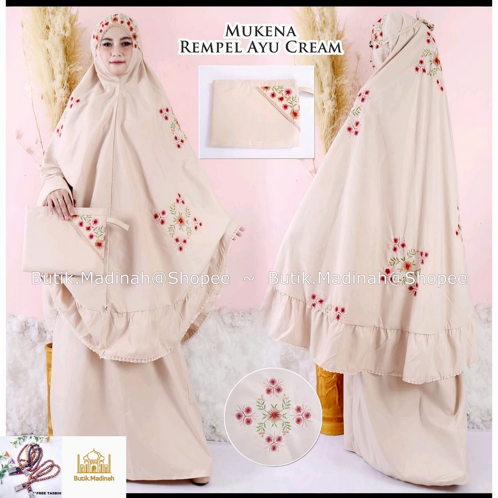 BUTIK.MADINAH MUKENA RAYON JUMBO RAMPEL AYU PASTELEENA SITI KHADIJAH