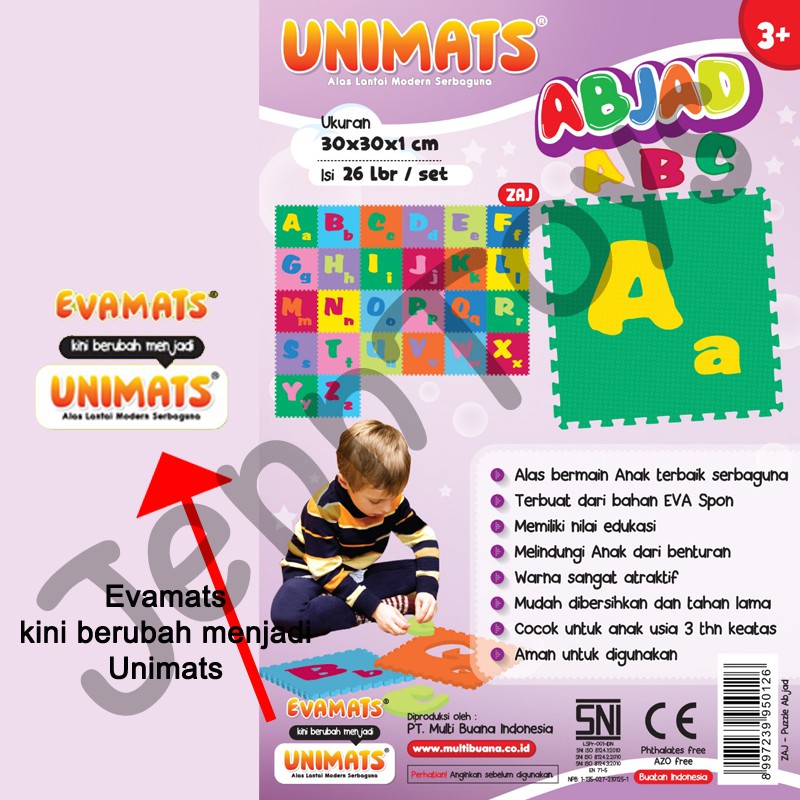 JennToys - Evamat Puzzle Matras Alas Lantai - huruf alfabet ORIGINAL EVAMATS UNIMATS ABJAD ABC