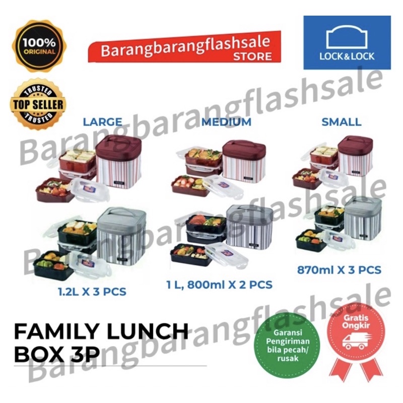 Lock n Lock Family Lunch Box 3 pcs Kotak bekal