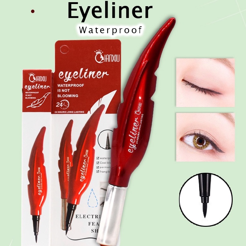 1 BOX ISI 12 PCS EYELINER DAUN MERAH - EYELINER QIANXIU