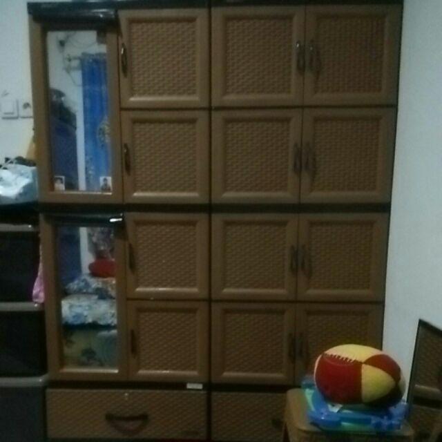 Lemari Plastik 4 Susun + Laci Rotan Napolly / Crs Mu 48 D (promo Harga)