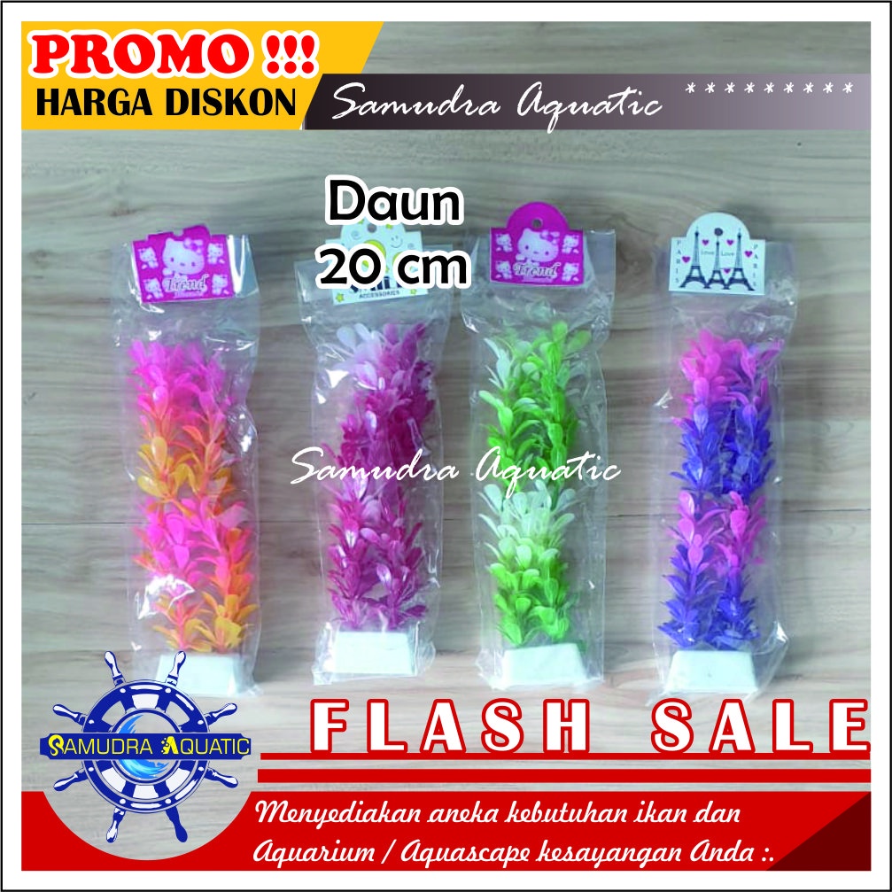 Tanaman Hias Aquarium DAUN 20CM, Hiasan Bunga Plastik Aquarium Aquascape