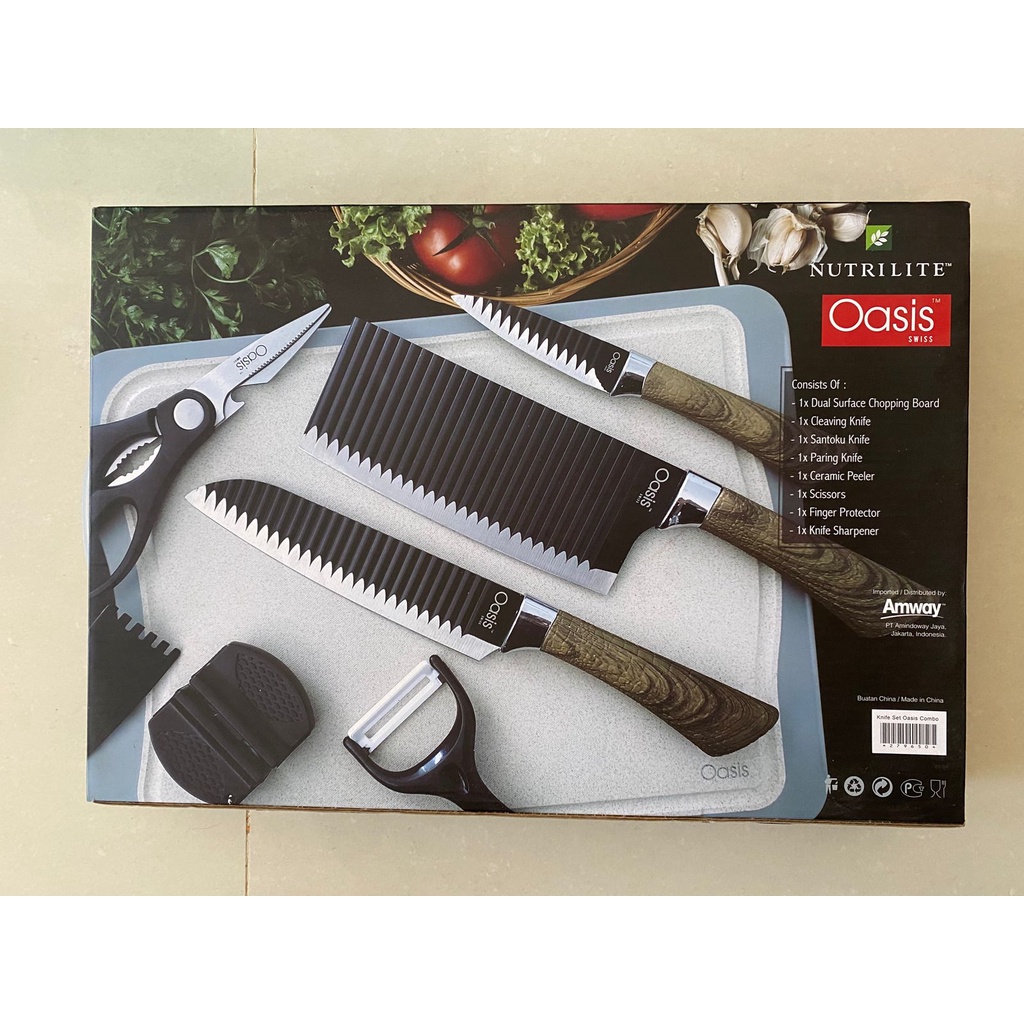 Nutrilite Oasis Gourmet Kitchen Essentials set pisau dapur potong tatakan talenan