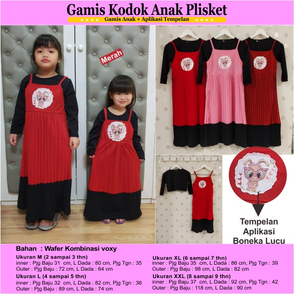 LISFASHION 465 Gamis Kodok Anak Plisket ( Inner + Outer )