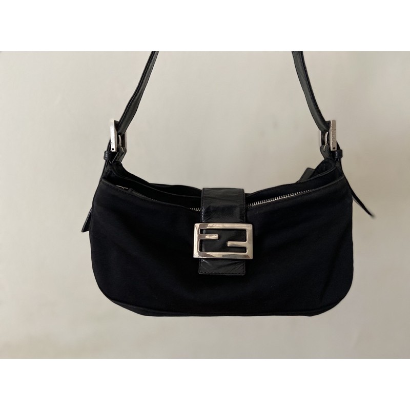 SOLD❌REPRICE  FENDI ZUCCA BAGUETTE , Hand Bag Black, Good Condition