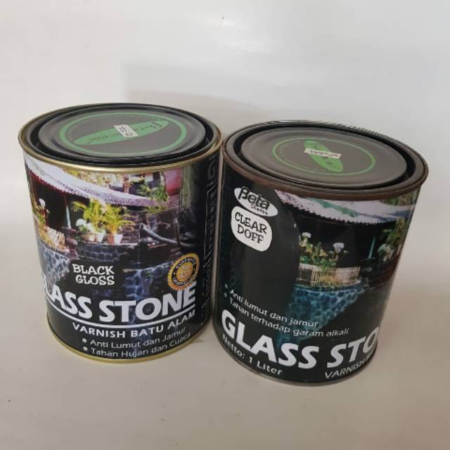 GLASS STONE VARNISH VERNIS BATU ALAM BLACK GLOSS / BLACK DOFF 1 L