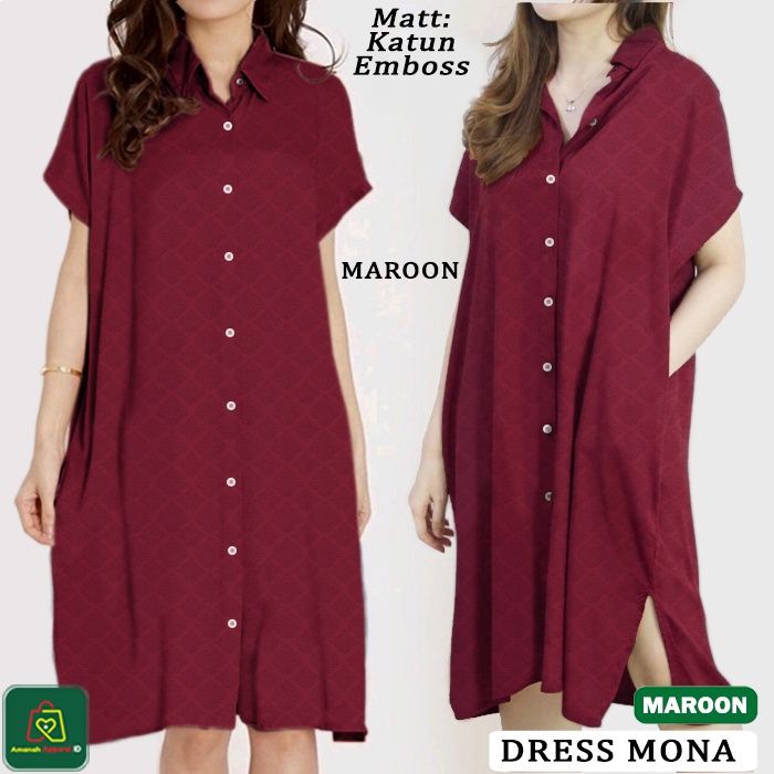 Baju Atasan Wanita DRESS MONA Bahan Katun Emboss Premium JUMBO TERBARU / 19941