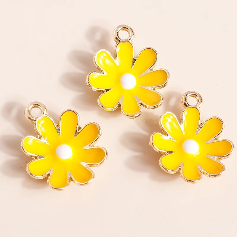 10pcs / Pak Liontin Bentuk Bunga Aster Bahan Alloy Warna-Warni Untuk Membuat Perhiasan Wanita Charms