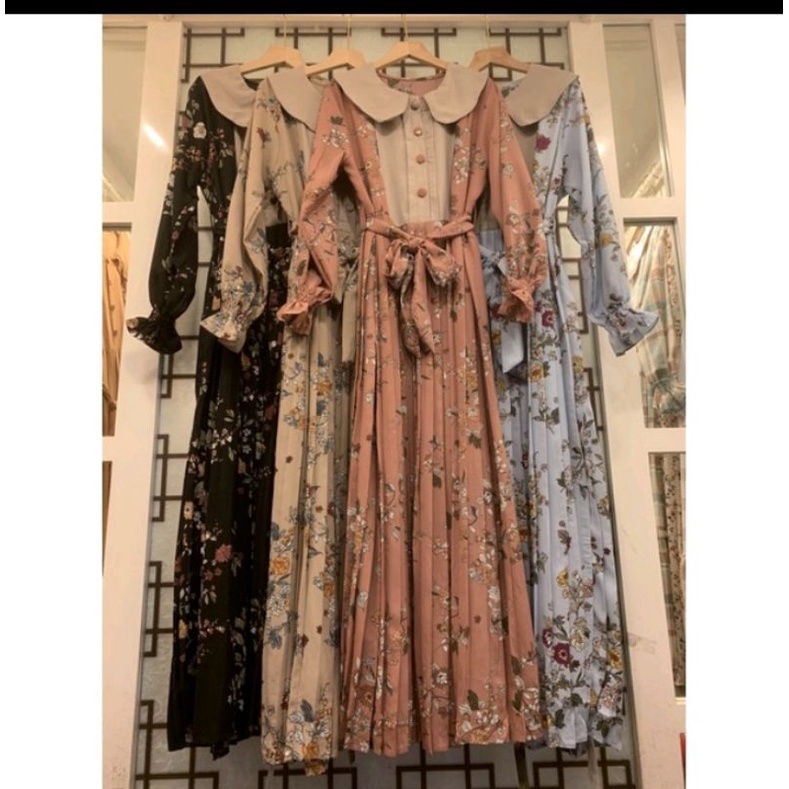 Gamis hanami plisket keliling premium import