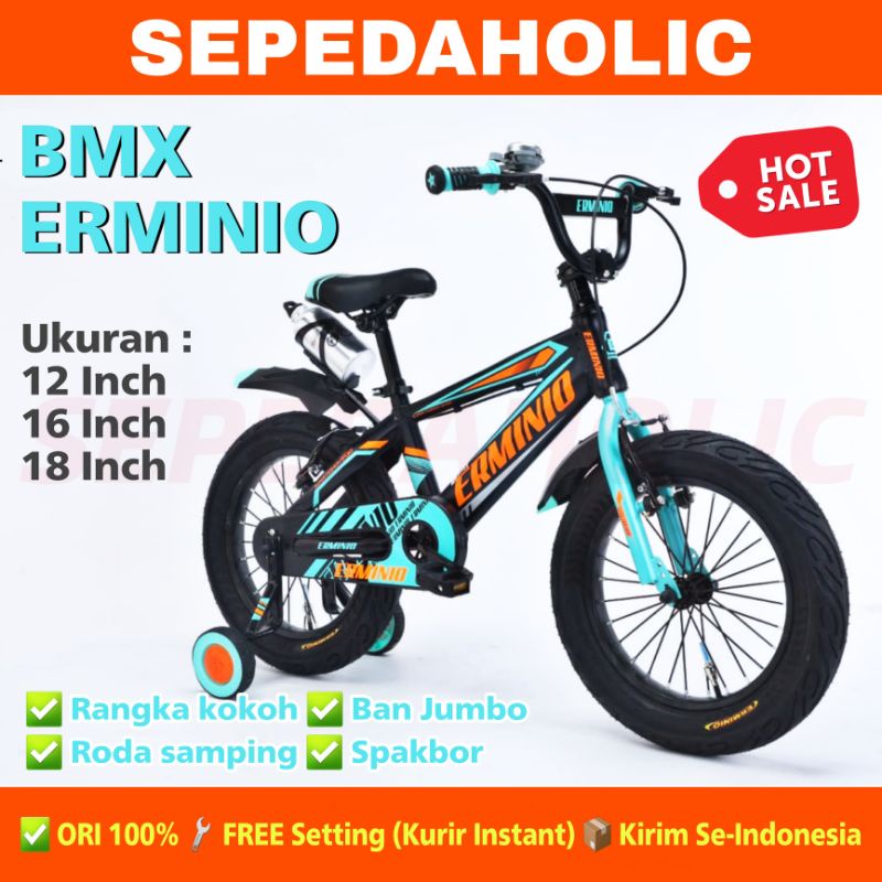 Sepeda Anak Laki BMX ERMINIO 12 16 18 Inch Usia 2-8 Tahun