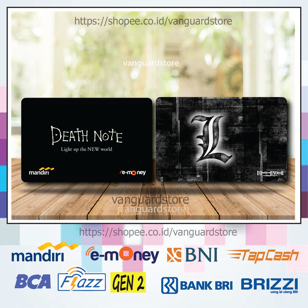 KARTU E MONEY E TOLL DEATH NOTE ANIME 13 EMONEY MANDIRI FLAZZ BCA BNI TAPCASH BRIZZI BRI - 2 SISI