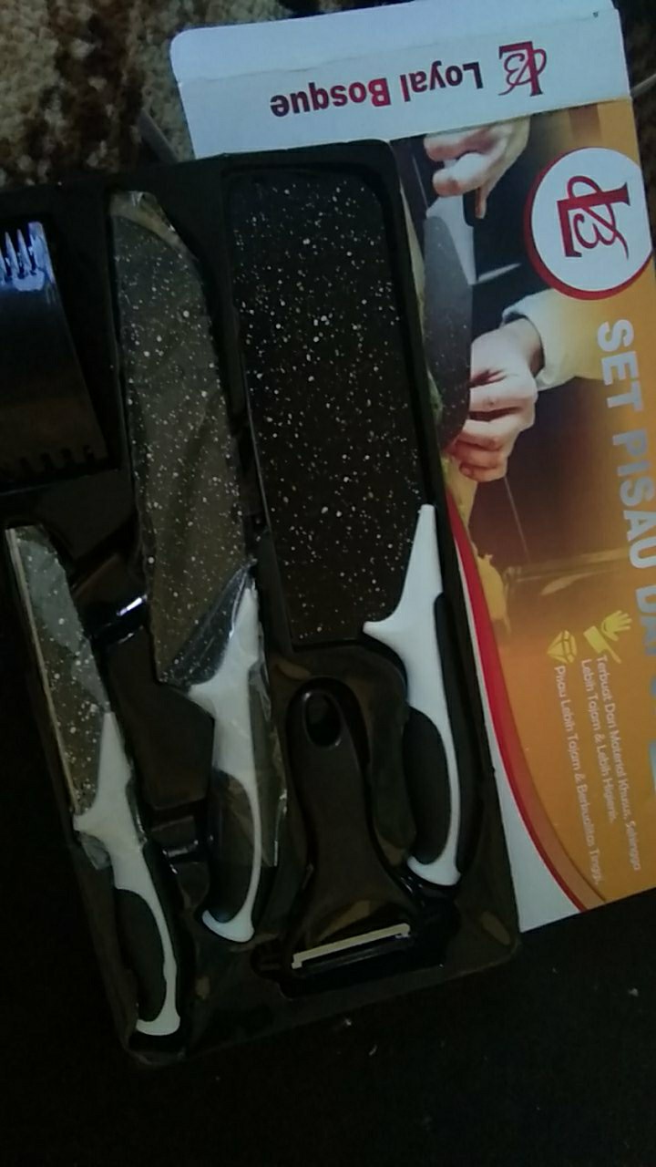 Pisau Set Dapur 5 Pcs Hitam Extra Tajam - Fruti Knife Set