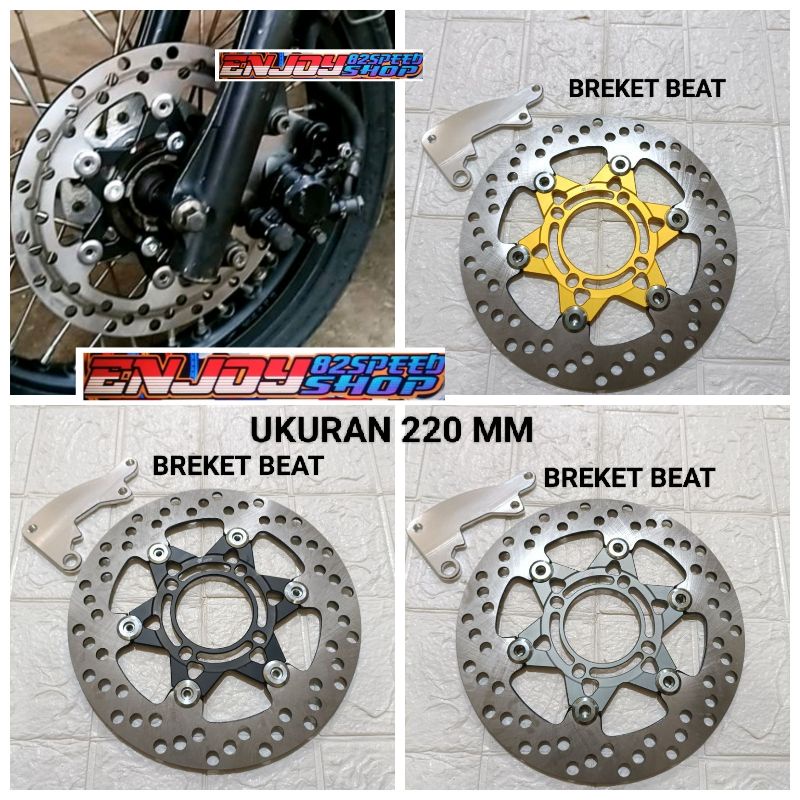 Disc Piringan Cakram Depan 8.1 racing 3D Upgrade Ukuran disc 220 mm Breket All Beat Scopy Vario Lubang 4 model Copy Psm