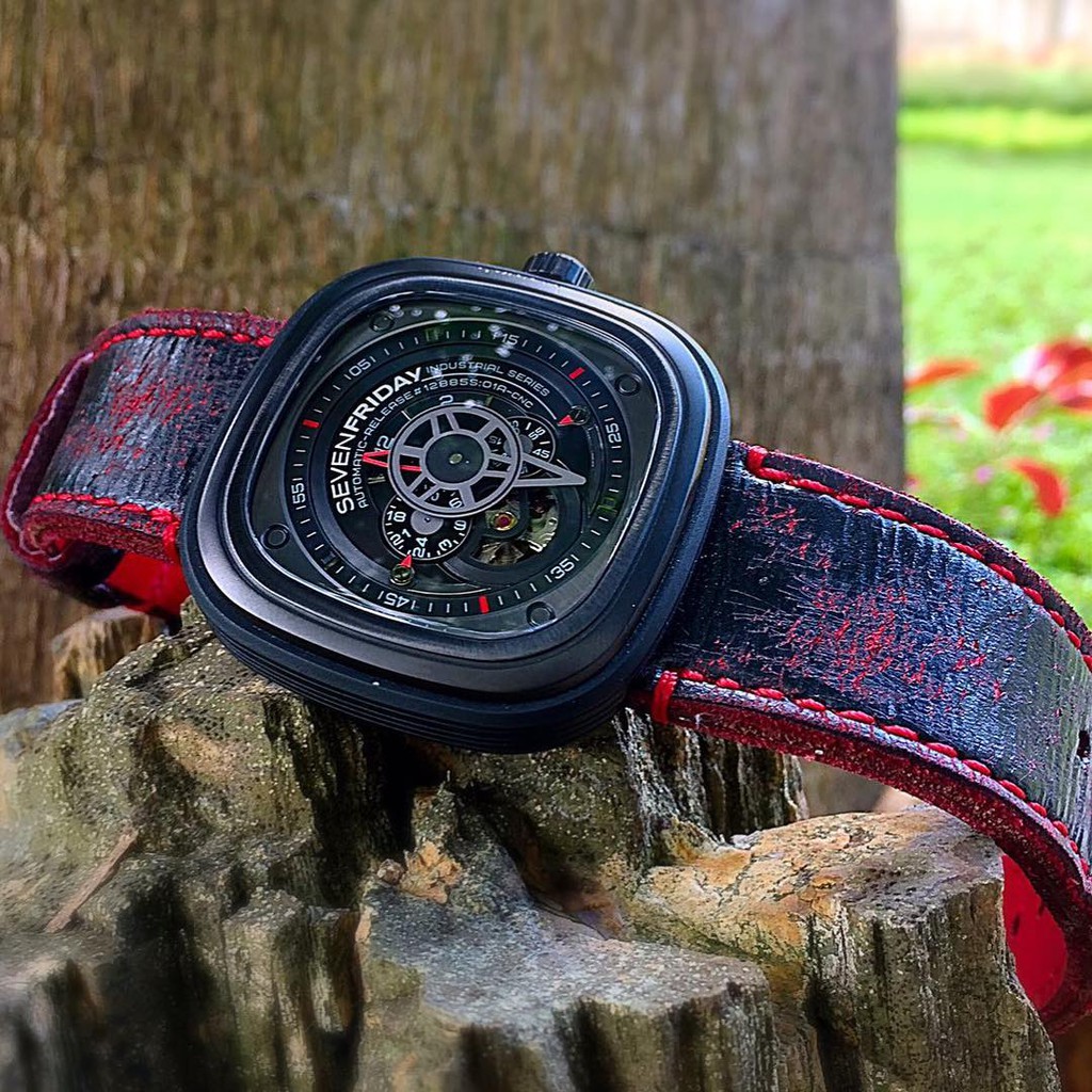 Watch Straps Sevenfriday Serie P3B/03 P3B/06 Q1/01 Q2/02 Q3/03 Choo-Choo Gunny Strap Blackbay Red