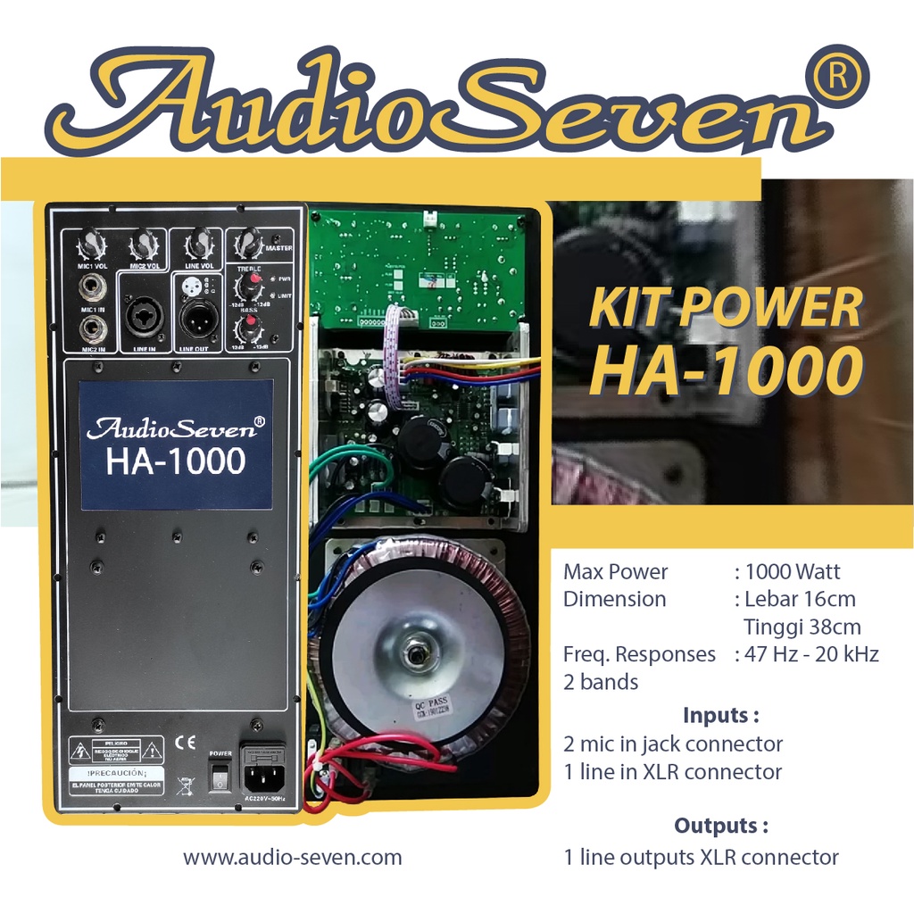 CahayaMusik mesin speaker aktif / power kit Aktif audioseven original HA1000 high quality