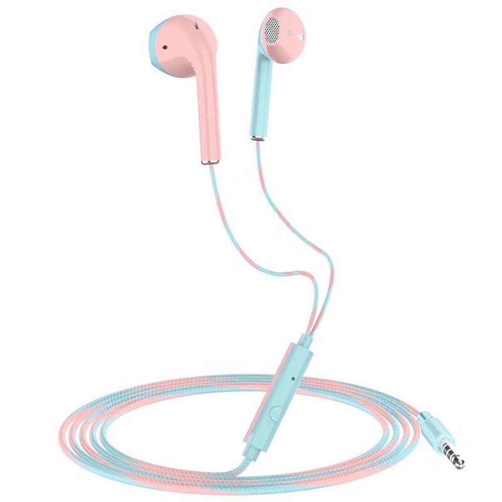 Earphone In Ear Dengan Mic + Pengatur Volume Dan Box Penyimpanan Ukuran 3.5mm Warna Macaron