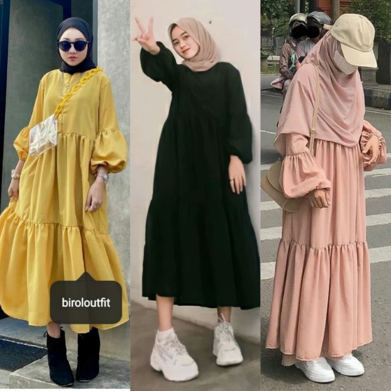 READY,AFIFA MIDI DRESS RUFFLE/BISA BUSUI FRIENDLY